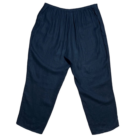 Flax Black 100% Linen Wide Leg Side Button Pants Sz 1X - Picture 2 of 16